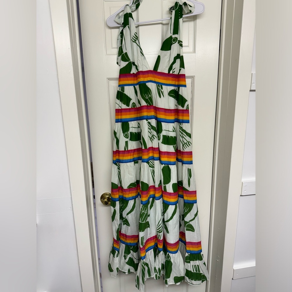 FARM Rio Toucan Layered Rainbow Midi/Maxi Dress Size Small - Picture 5 of 7